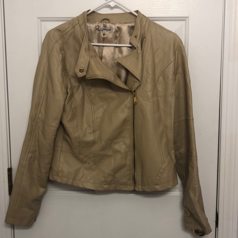 Nude Leather Zip Up Jacket